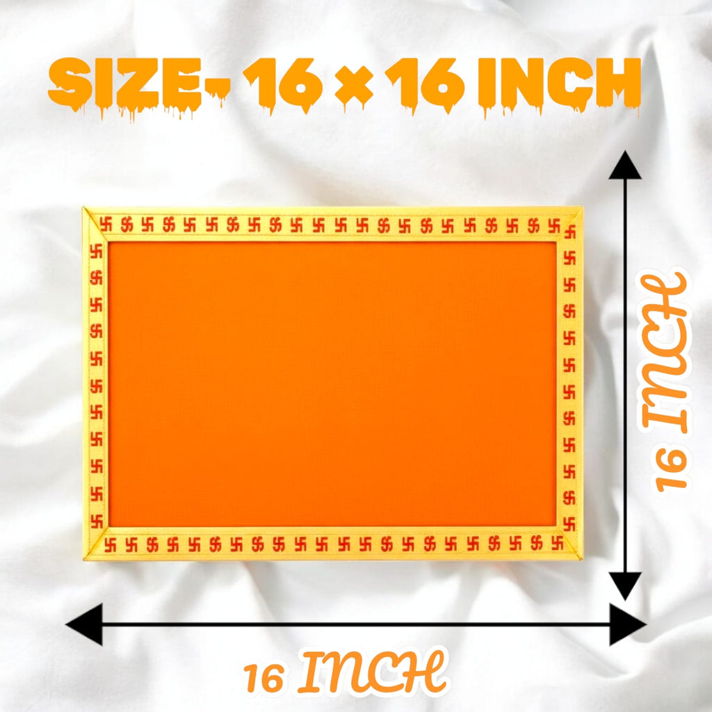 Pack of 3 – Premium Velvet Pooja Aasan (Red, Yellow & Orange) – 16×16 Inch | Panchshul_108