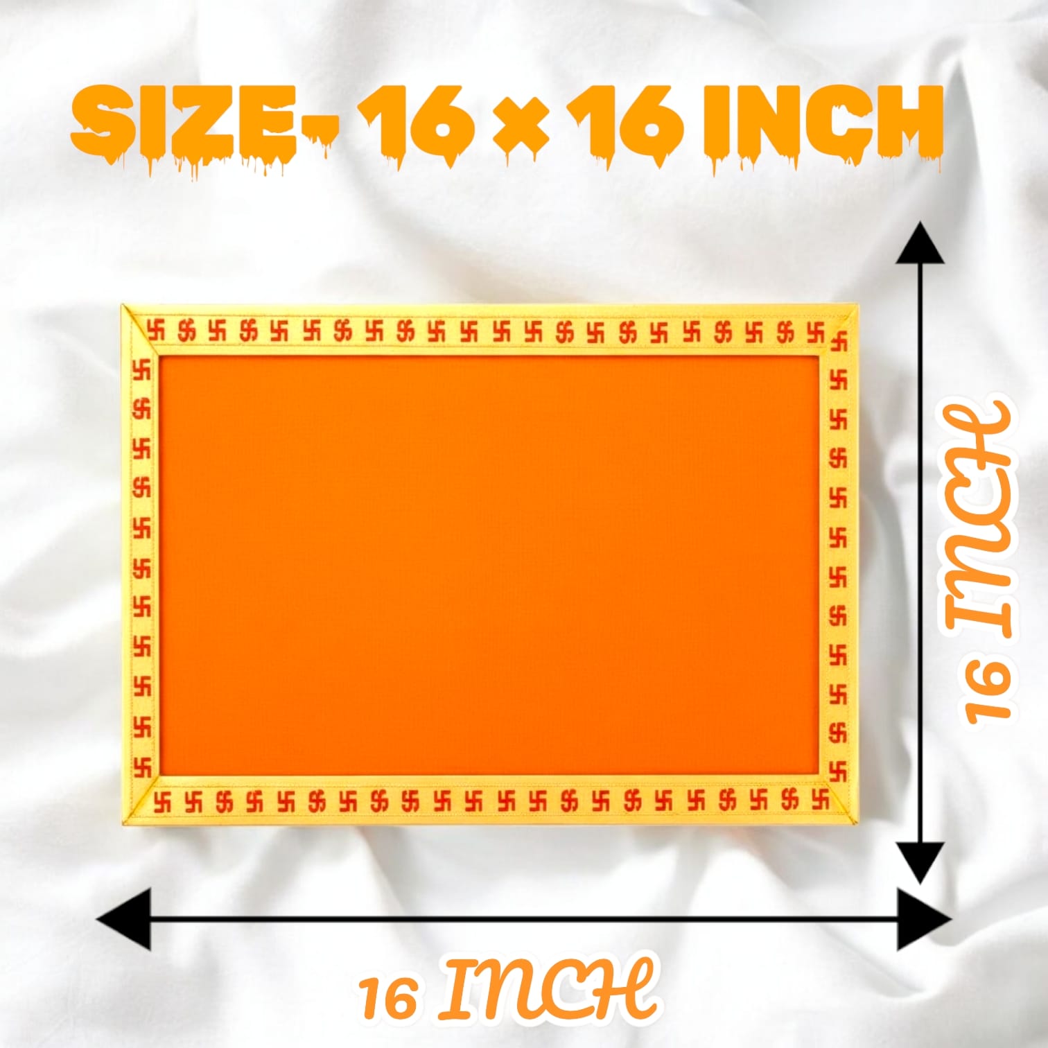 Pack of 3 – Premium Velvet Pooja Aasan (Red, Yellow & Orange) – 16×16 Inch | Panchshul_108