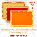 Pack of 3 – Premium Velvet Pooja Aasan (Red, Yellow & Orange) – 16×16 Inch | Panchshul_108