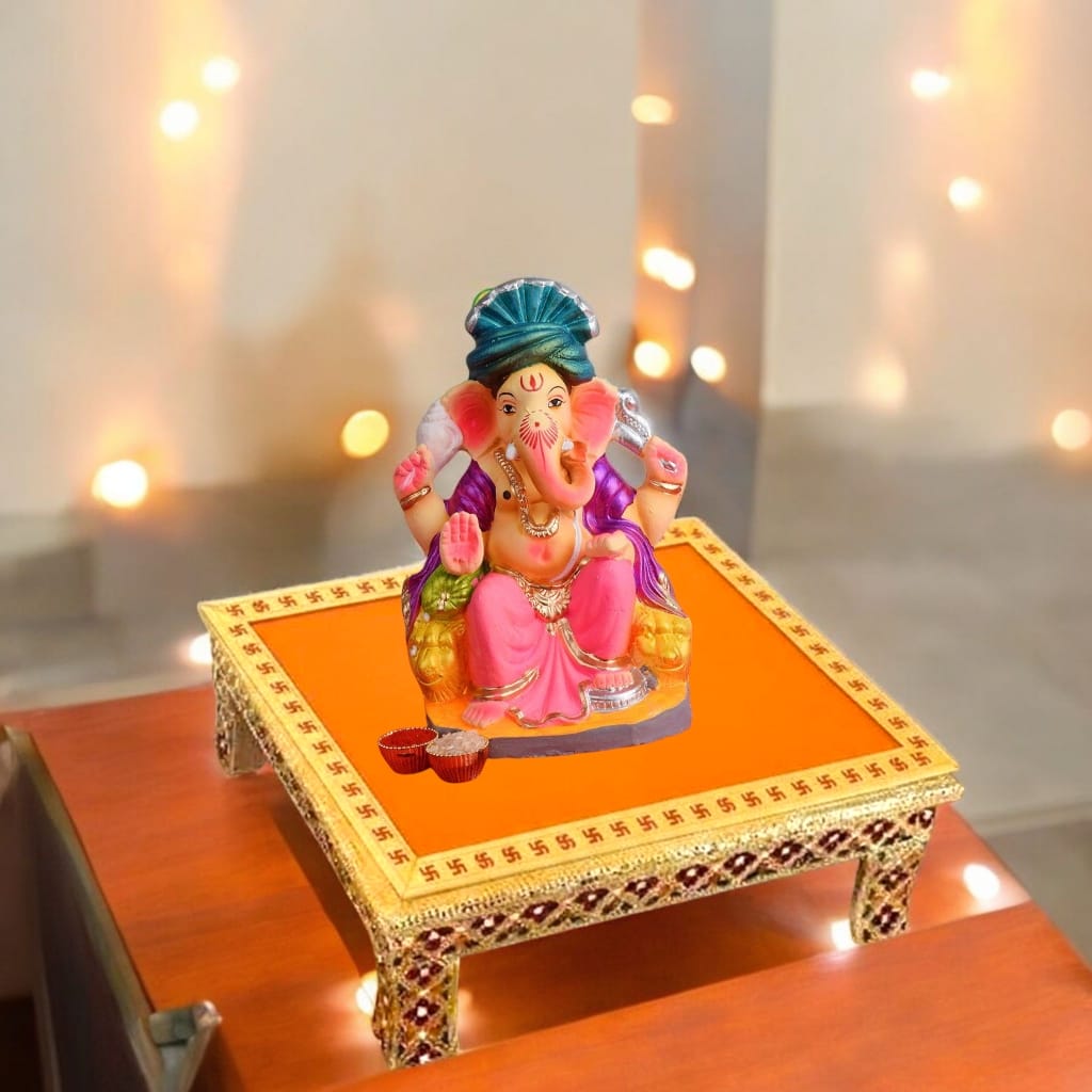 Pack of 3 – Premium Velvet Pooja Aasan (Red, Yellow & Orange) – 16×16 Inch | Panchshul_108